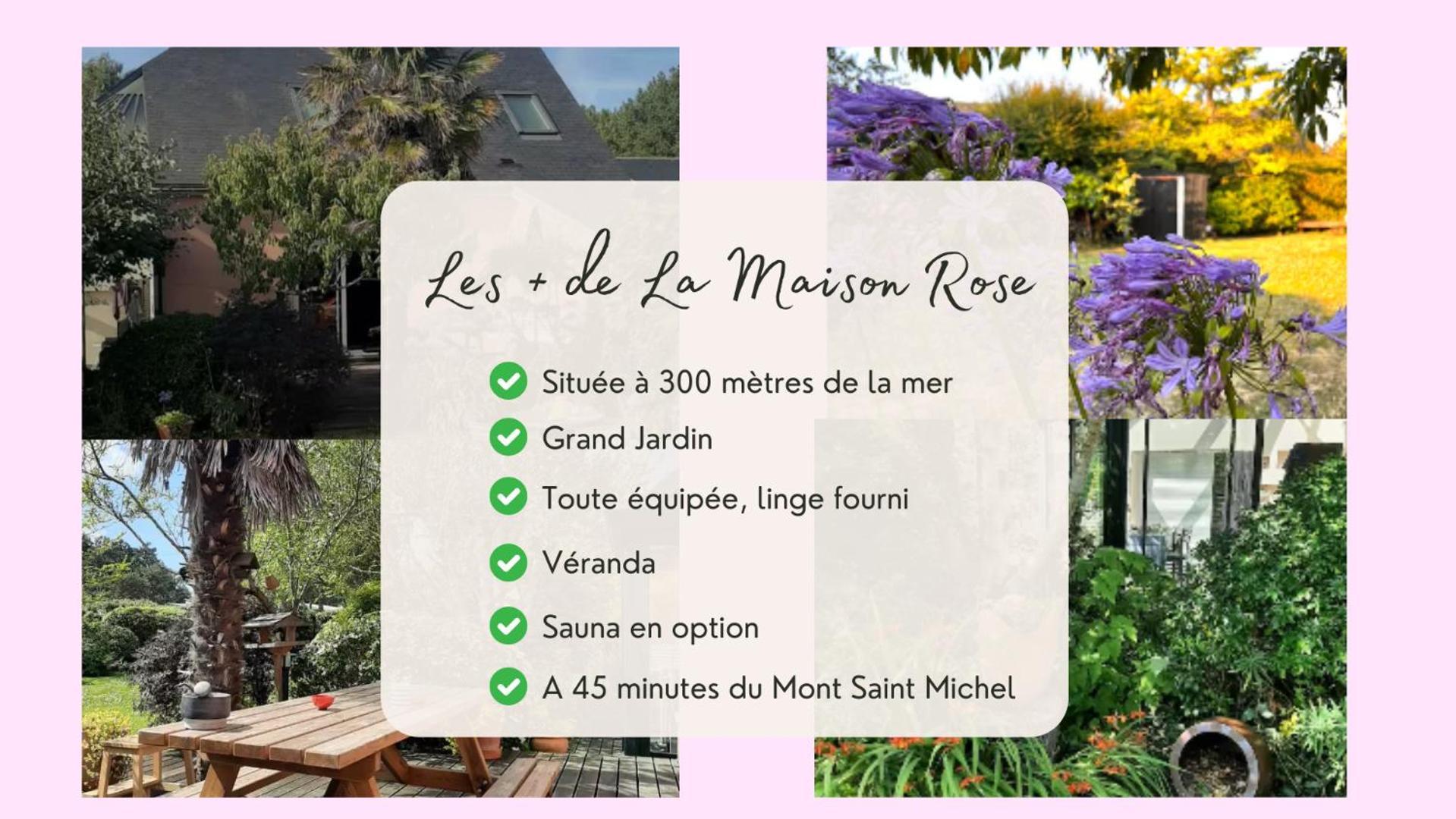La Maison Rose - Avec Grand Jardin Clos A 300M De La Mer Hauteville-sur-Mer Eksteriør billede